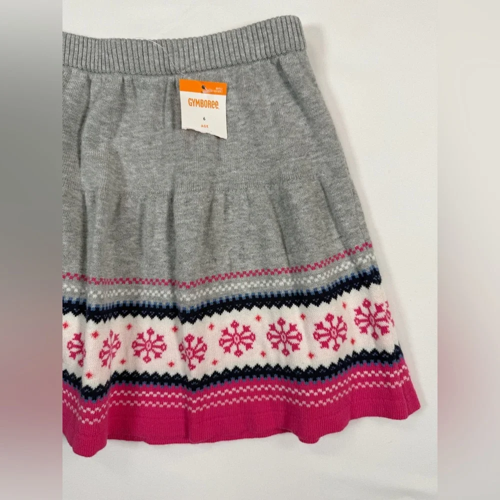 NWT GYMBOREE Girls’ Fair Isle Winter Grey Knit Snowflake Skater Skirt Size‎ 6
